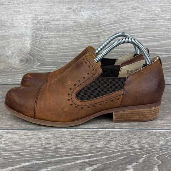 Korks Gertrude Women’s Sz 9M Brown Leather Slip-On Almond Cap Toe Shoes - Picture 3 of 10